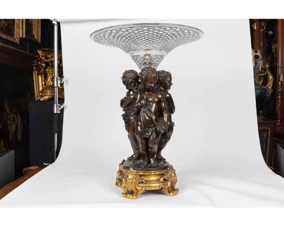 Mathurin Moreau, A Monumental French Bronze and Crystal Figural Centerpiece - Image 5