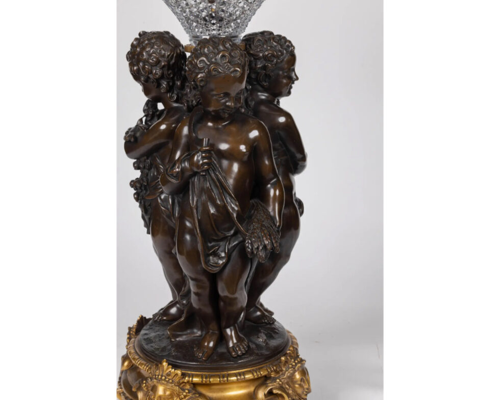 Mathurin Moreau, A Monumental French Bronze and Crystal Figural Centerpiece - Image 6