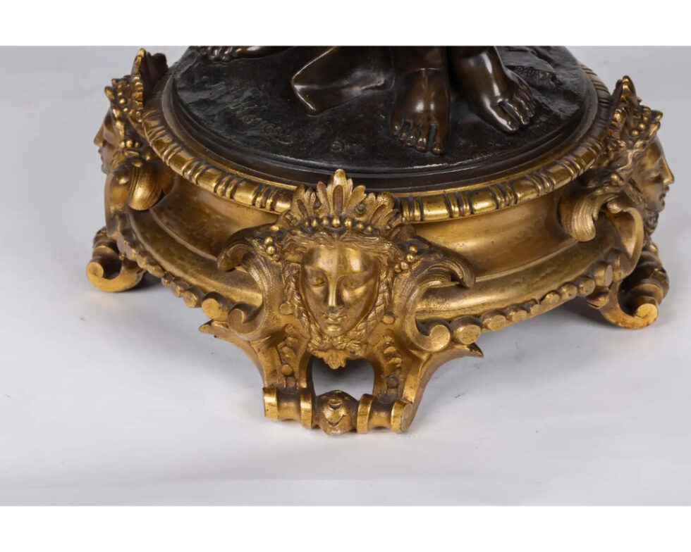 Mathurin Moreau, A Monumental French Bronze and Crystal Figural Centerpiece - Image 7