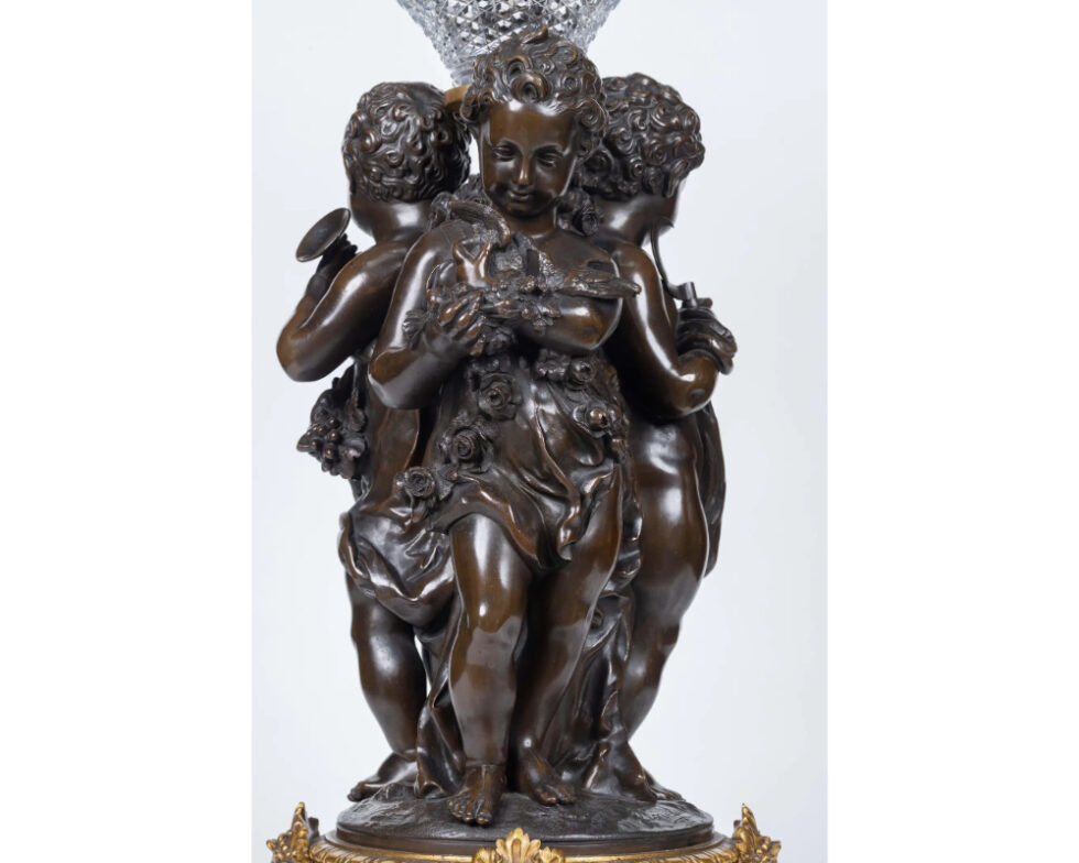 Mathurin Moreau, A Monumental French Bronze and Crystal Figural Centerpiece - Image 8