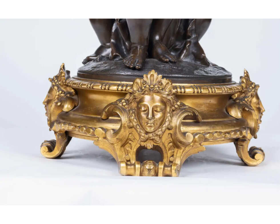 Mathurin Moreau, A Monumental French Bronze and Crystal Figural Centerpiece - Image 9
