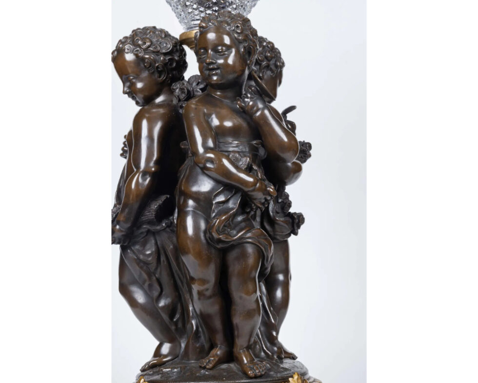 Mathurin Moreau, A Monumental French Bronze and Crystal Figural Centerpiece - Image 10
