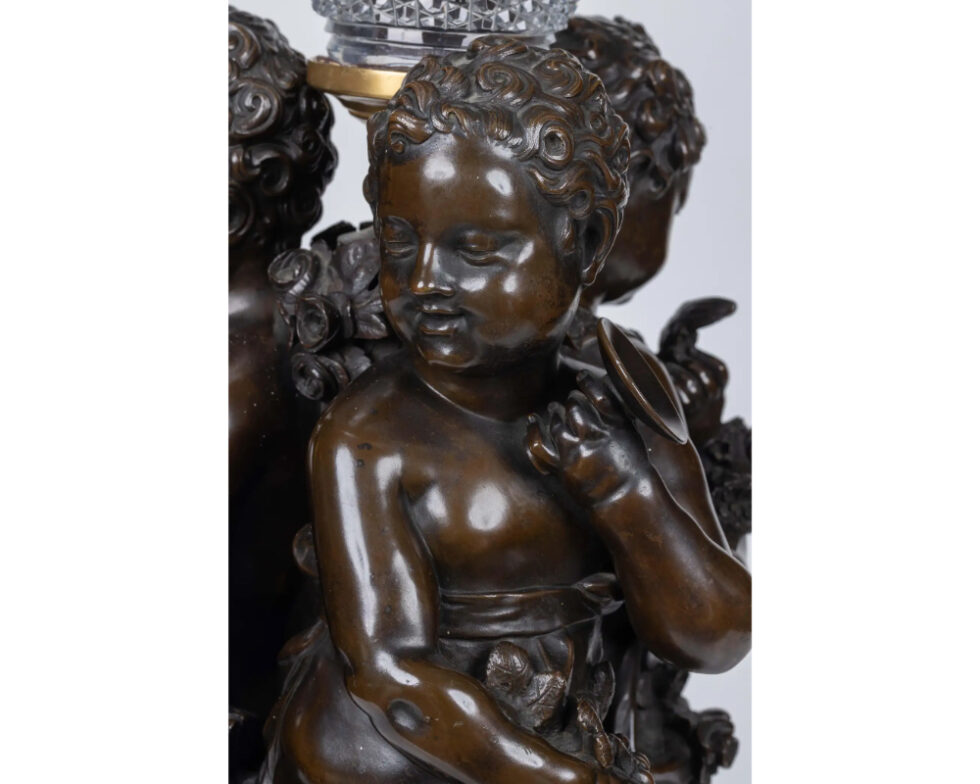 Mathurin Moreau, A Monumental French Bronze and Crystal Figural Centerpiece - Image 11