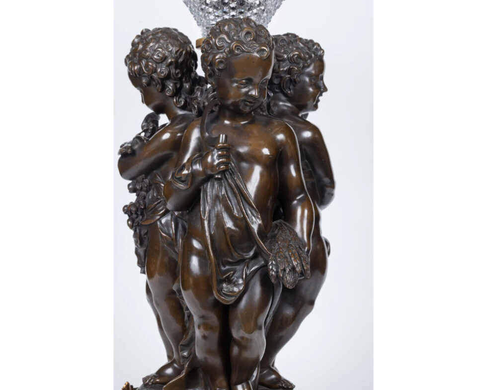 Mathurin Moreau, A Monumental French Bronze and Crystal Figural Centerpiece - Image 12