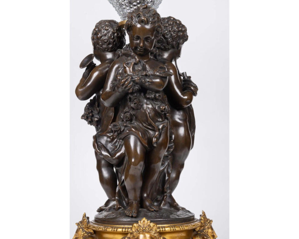 Mathurin Moreau, A Monumental French Bronze and Crystal Figural Centerpiece - Image 16