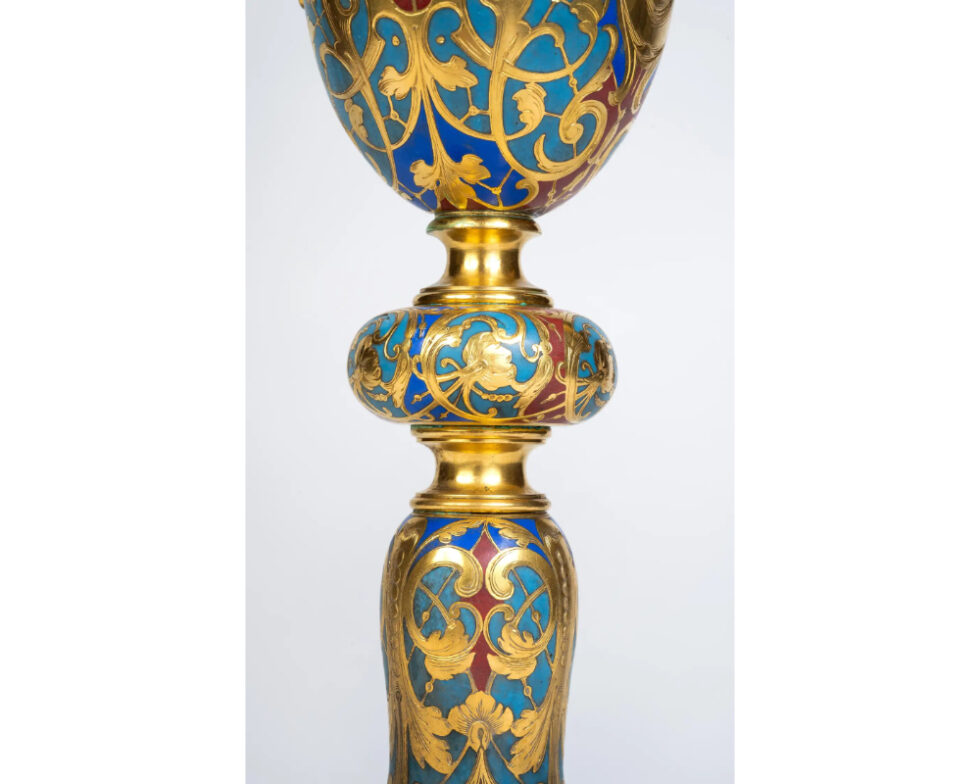 An Exceptional Pair of Champleve Enamel Ormolu Candelabra by Sevin & Barbedienne - Image 19