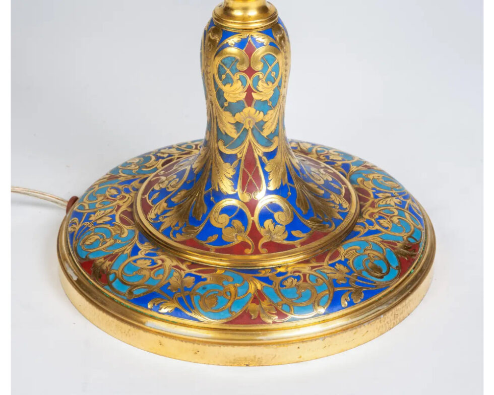 An Exceptional Pair of Champleve Enamel Ormolu Candelabra by Sevin & Barbedienne - Image 20