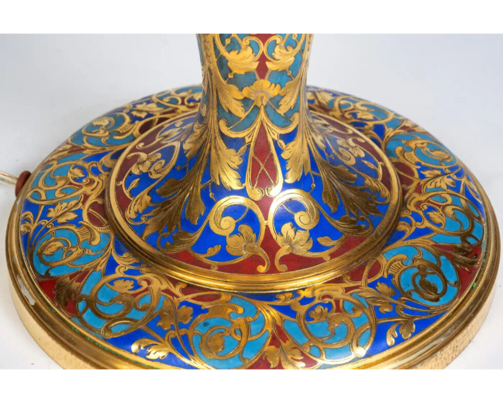 An Exceptional Pair of Champleve Enamel Ormolu Candelabra by Sevin & Barbedienne - Image 21