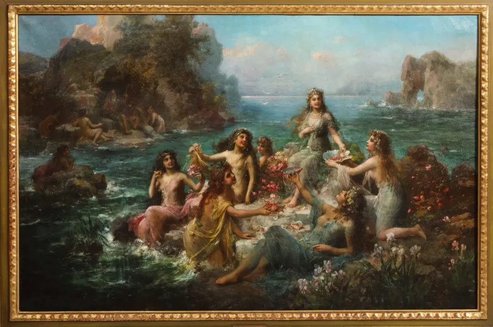 Emanuel Oberhauser “Mermaids and Nymphs” An Exceptional Oil on Canvas Painting - Image 14