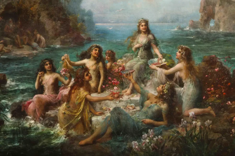 Emanuel Oberhauser “Mermaids and Nymphs” An Exceptional Oil on Canvas Painting - Image 13