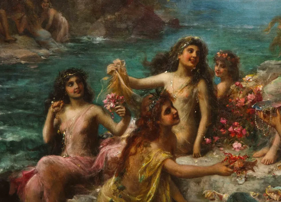 Emanuel Oberhauser “Mermaids and Nymphs” An Exceptional Oil on Canvas Painting - Image 6