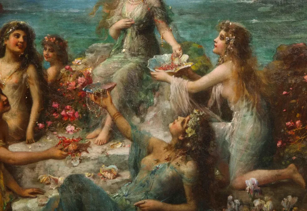 Emanuel Oberhauser “Mermaids and Nymphs” An Exceptional Oil on Canvas Painting - Image 5