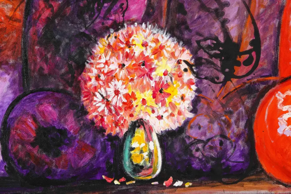 Nasser Ovissi, 'Iranian, Born 1934' "Three Seated Girls" Oil on Canvas Painting - Image 4