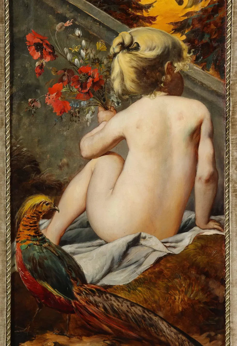 Palatial and Opulent Belle Epoque Giltwood & Oil on Canvas Three-Panel Screen - Image 13