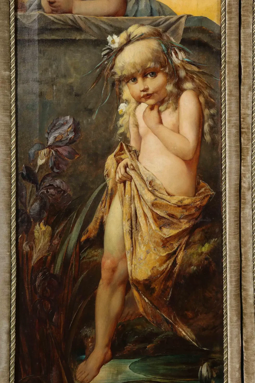 Palatial and Opulent Belle Epoque Giltwood & Oil on Canvas Three-Panel Screen - Image 12