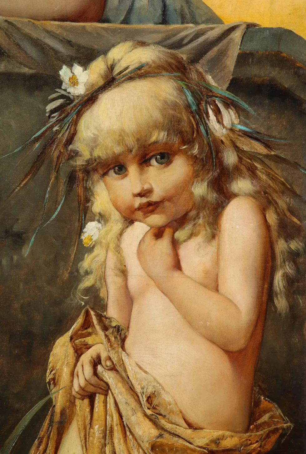 Palatial and Opulent Belle Epoque Giltwood & Oil on Canvas Three-Panel Screen - Image 11