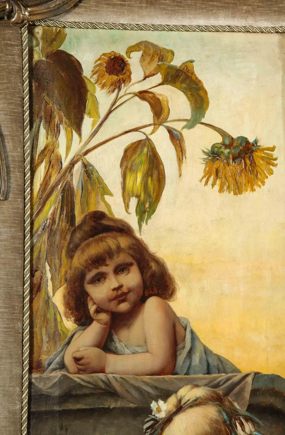 Palatial and Opulent Belle Epoque Giltwood & Oil on Canvas Three-Panel Screen - Image 10