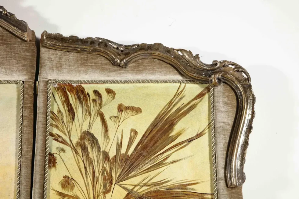 Palatial and Opulent Belle Epoque Giltwood & Oil on Canvas Three-Panel Screen - Image 8