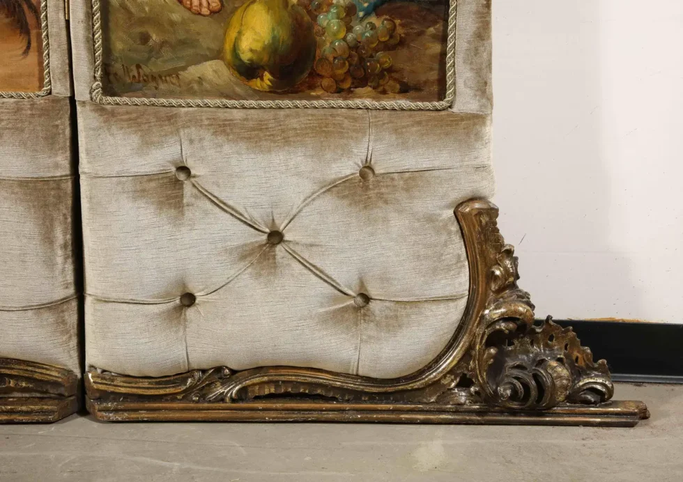 Palatial and Opulent Belle Epoque Giltwood & Oil on Canvas Three-Panel Screen - Image 7