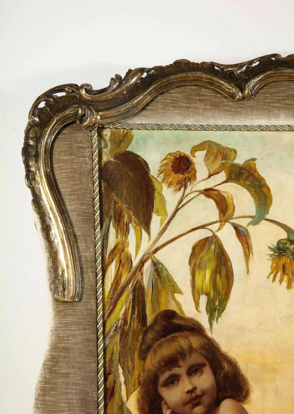 Palatial and Opulent Belle Epoque Giltwood & Oil on Canvas Three-Panel Screen - Image 3