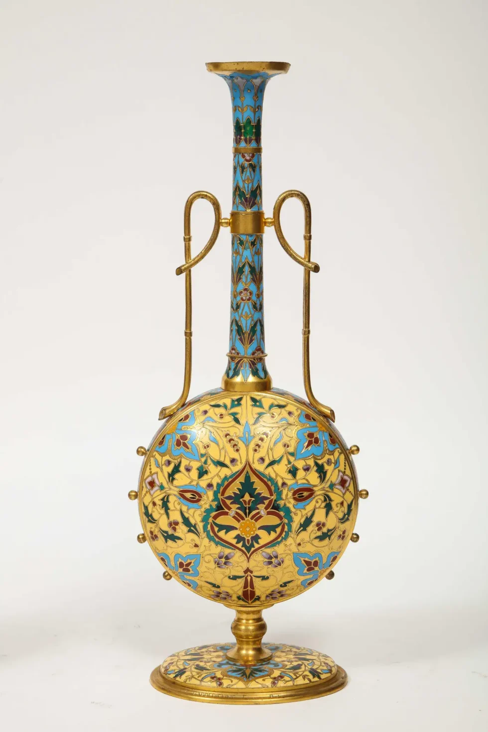 Extremely Rare Pair of Ferdinand Barbedienne Ormolu and Champleve Enamel Vases - Image 13