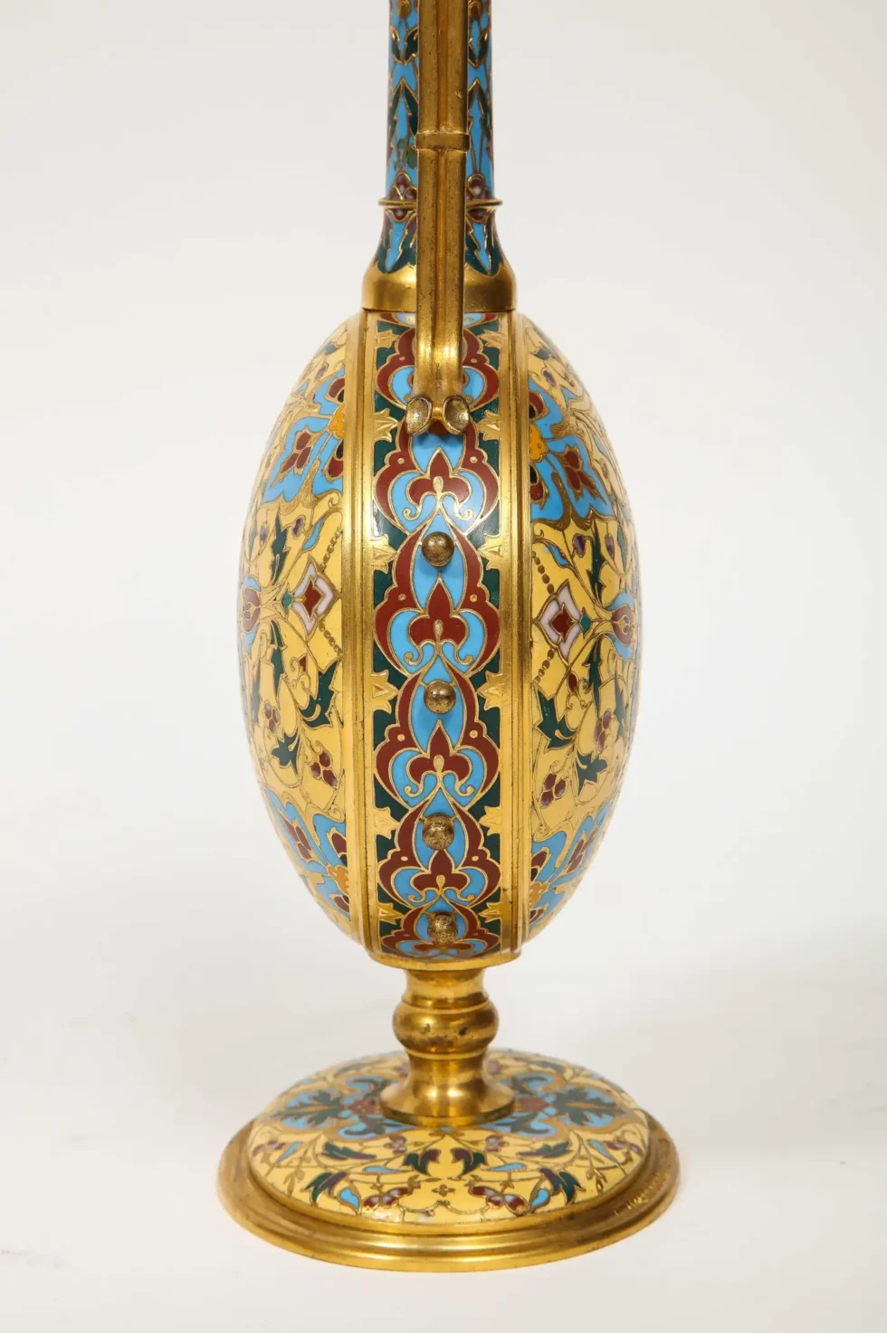 Extremely Rare Pair of Ferdinand Barbedienne Ormolu and Champleve Enamel Vases - Image 9