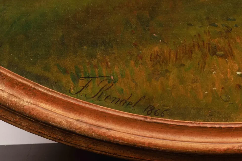 Frederick Rondel (American 1826-1892) A Large, Rare Painting of "Four Horses" - Image 5