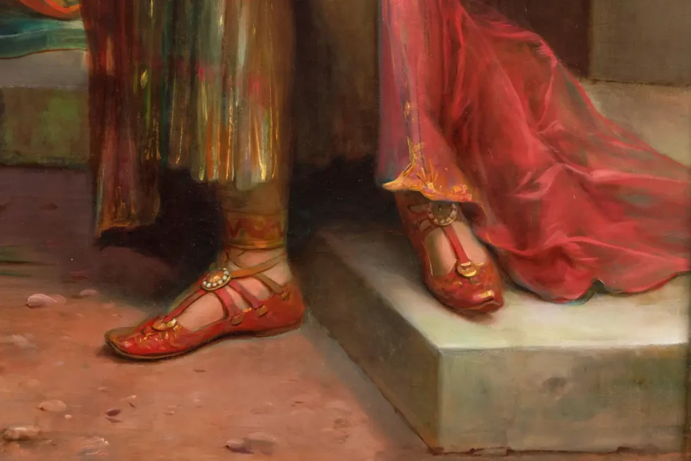 Emanuel Oberhauser (Austrian, 1854 – 1919) Full Length “Orientalist Queen” Oil - Image 9