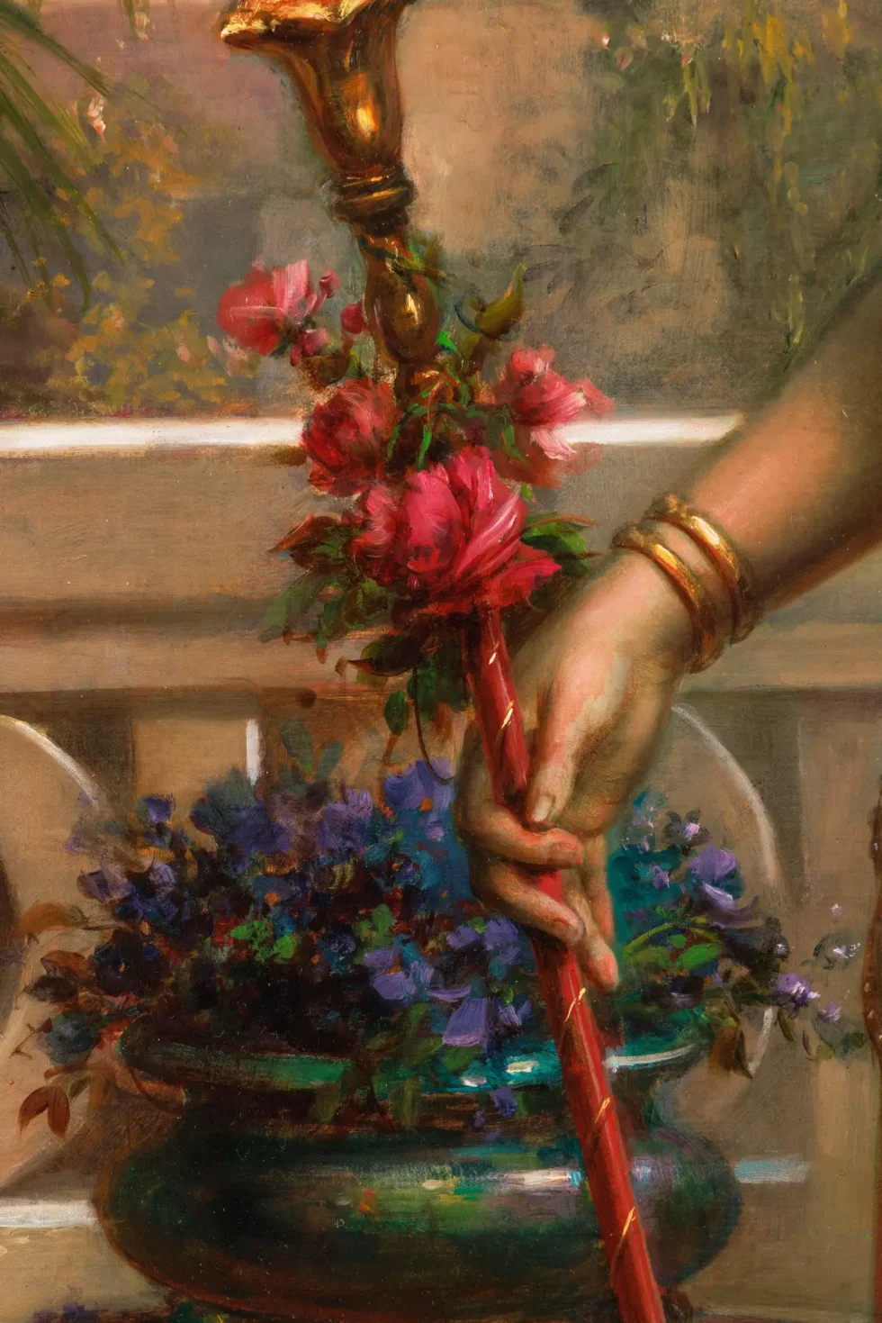 Emanuel Oberhauser (Austrian, 1854 – 1919) Full Length “Orientalist Queen” Oil - Image 6