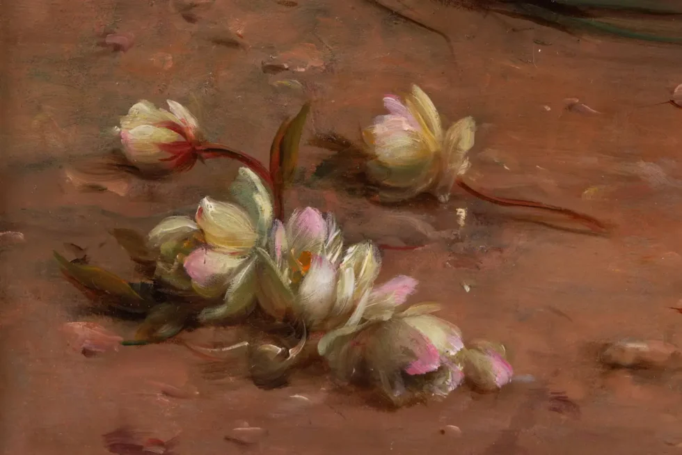 Emanuel Oberhauser (Austrian, 1854 – 1919) Full Length “Orientalist Queen” Oil - Image 17