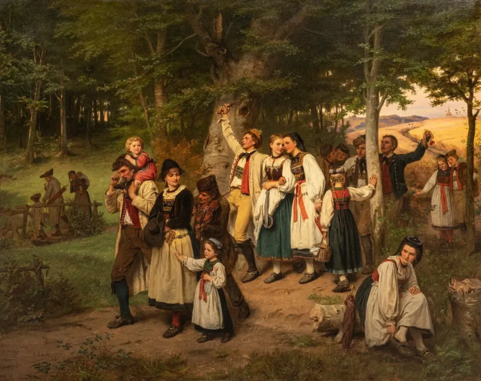 "The Walk Back Home" A Monumental "Exhibition" Painting by Carl Lasch - Image 3