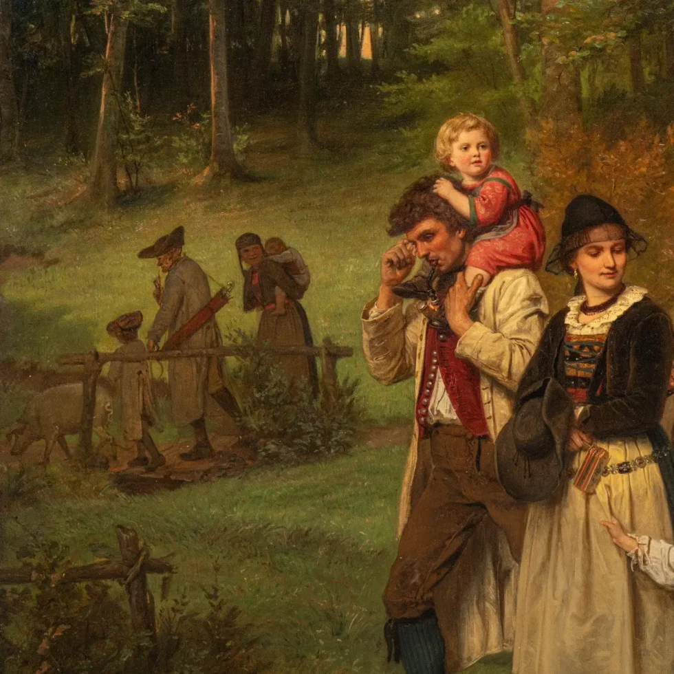 "The Walk Back Home" A Monumental "Exhibition" Painting by Carl Lasch - Image 5