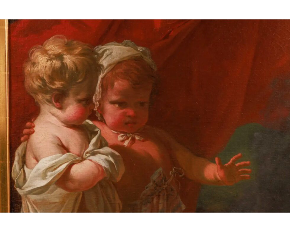 Circle of Jean Honore Fragonard (1732–1806) A Painting of Three Putti and Fire C. 1795 - Image 2
