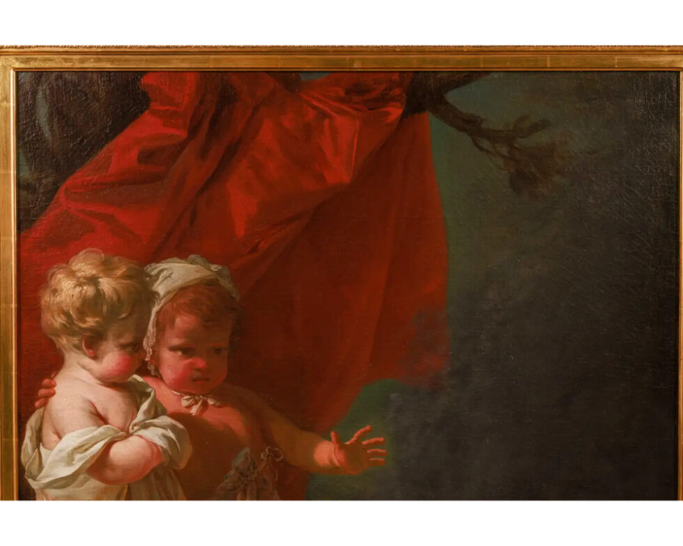 Circle of Jean Honore Fragonard (1732–1806) A Painting of Three Putti and Fire C. 1795 - Image 3