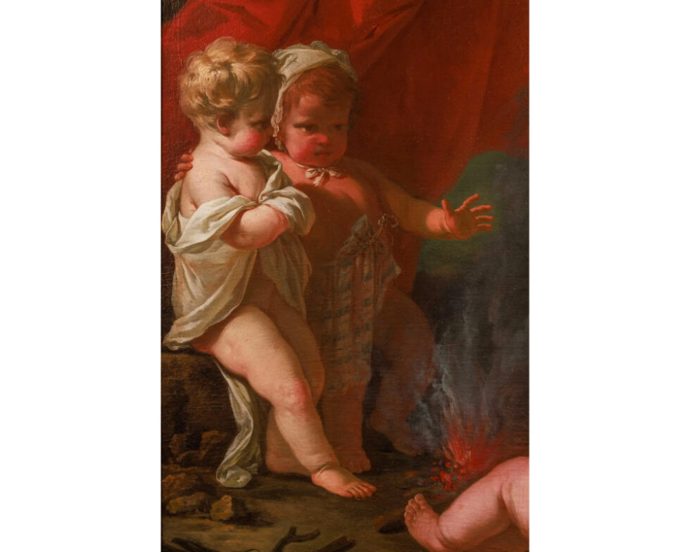 Circle of Jean Honore Fragonard (1732–1806) A Painting of Three Putti and Fire C. 1795 - Image 5