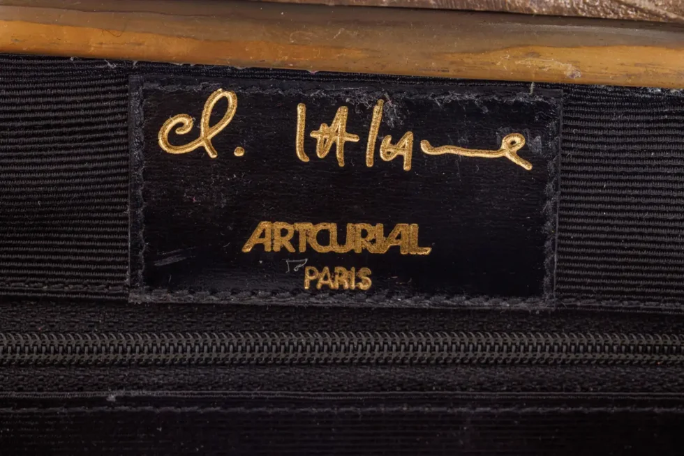 Claude Lalanne (French, 1925-2019) A Rare Pink Silk and Bronze Ginkgo Handbag - Image 8