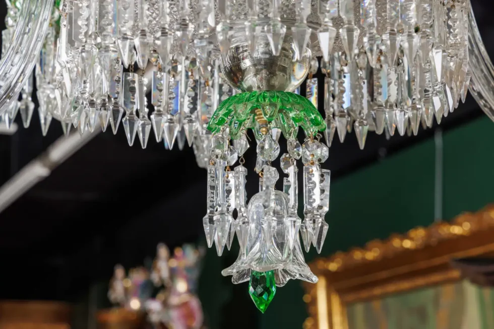 Cristalleries De Baccarat, a Large French Green and Clear Cut-Crystal Chandelier - Image 2