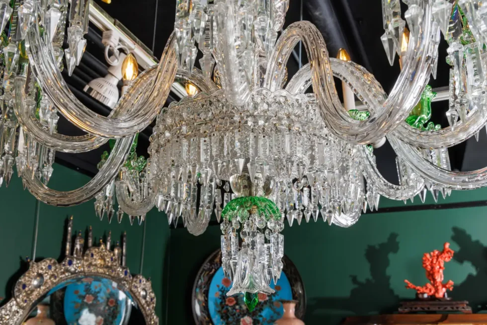 Cristalleries De Baccarat, a Large French Green and Clear Cut-Crystal Chandelier - Image 4