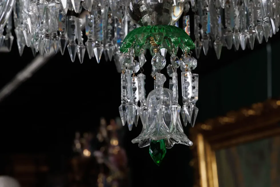 Cristalleries De Baccarat, a Large French Green and Clear Cut-Crystal Chandelier - Image 10