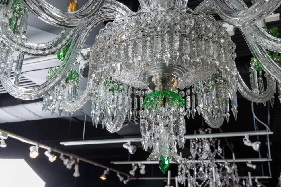 Cristalleries De Baccarat, a Large French Green and Clear Cut-Crystal Chandelier - Image 11