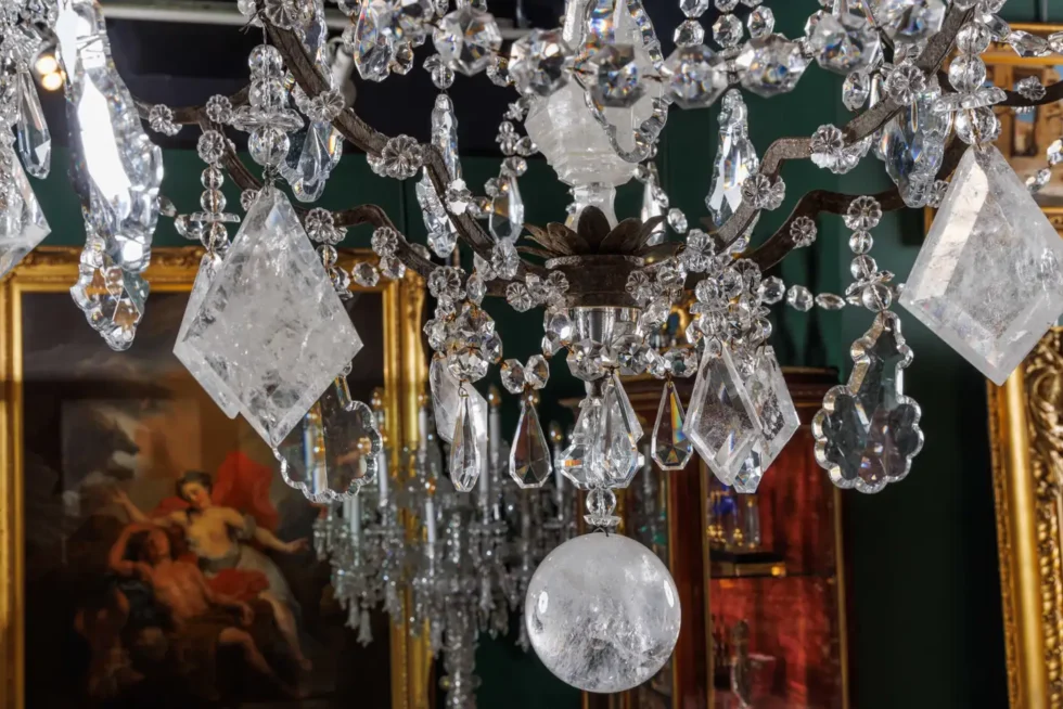 A Large and Exceptional Pair of French Rock Crystal and Glass Chandeliers - Image 3