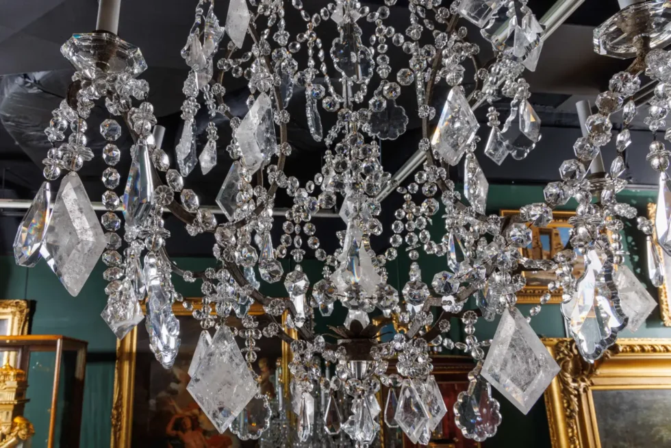 A Large and Exceptional Pair of French Rock Crystal and Glass Chandeliers - Image 4
