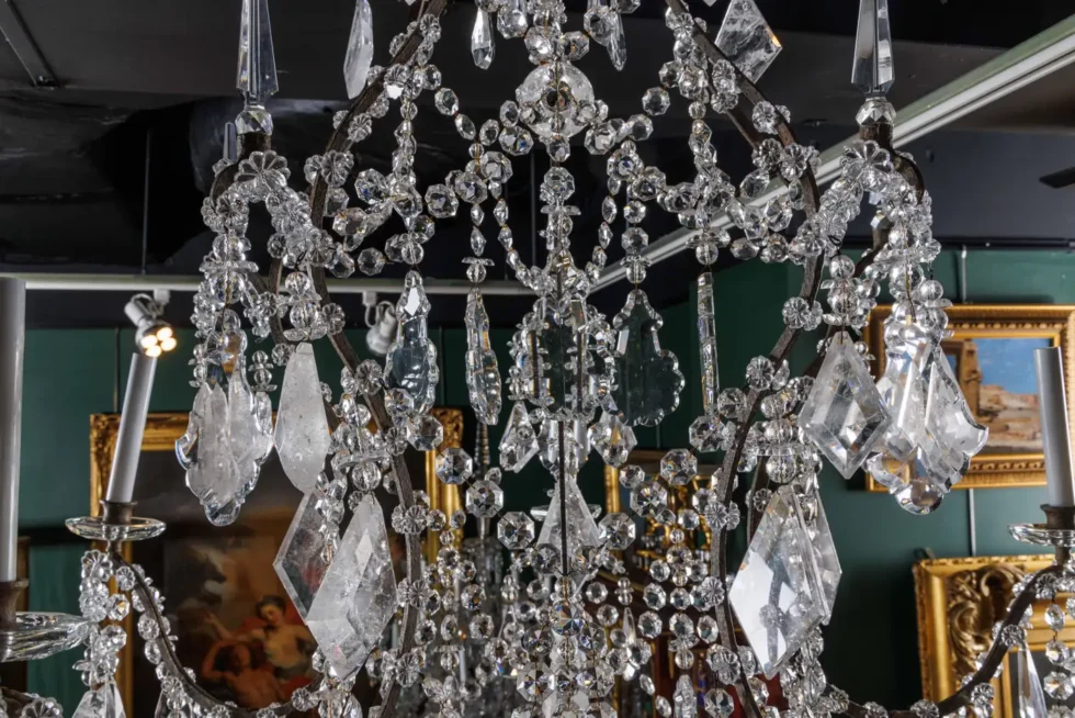 A Large and Exceptional Pair of French Rock Crystal and Glass Chandeliers - Image 6