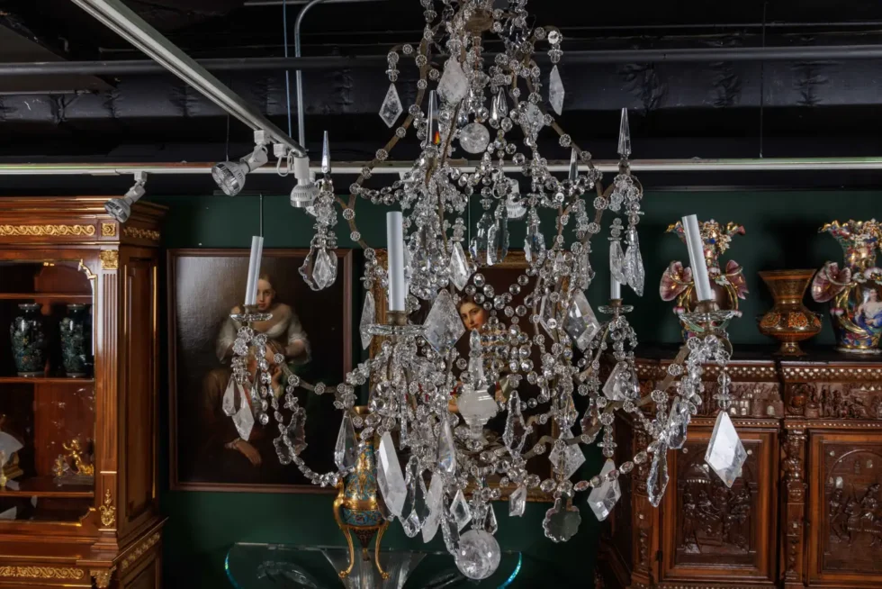 A Large and Exceptional Pair of French Rock Crystal and Glass Chandeliers - Image 10