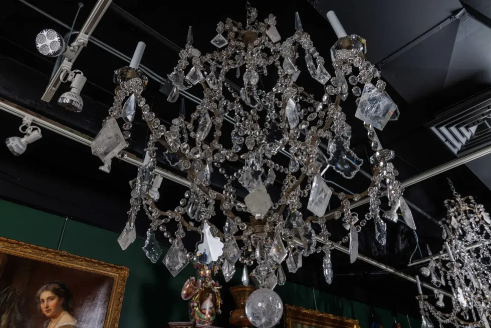 A Large and Exceptional Pair of French Rock Crystal and Glass Chandeliers - Image 12