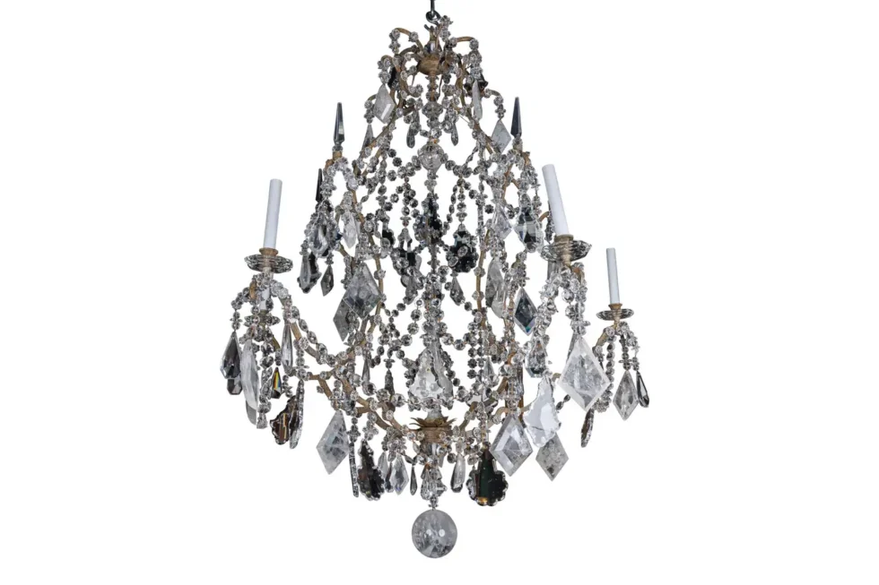 A Large and Exceptional Pair of French Rock Crystal and Glass Chandeliers - Image 2