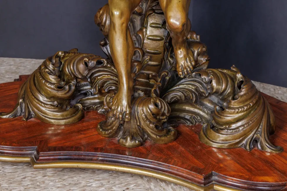 An Important Italian Kingwood and Patinated Bronze Figural Table, Circa 1870 - Image 3