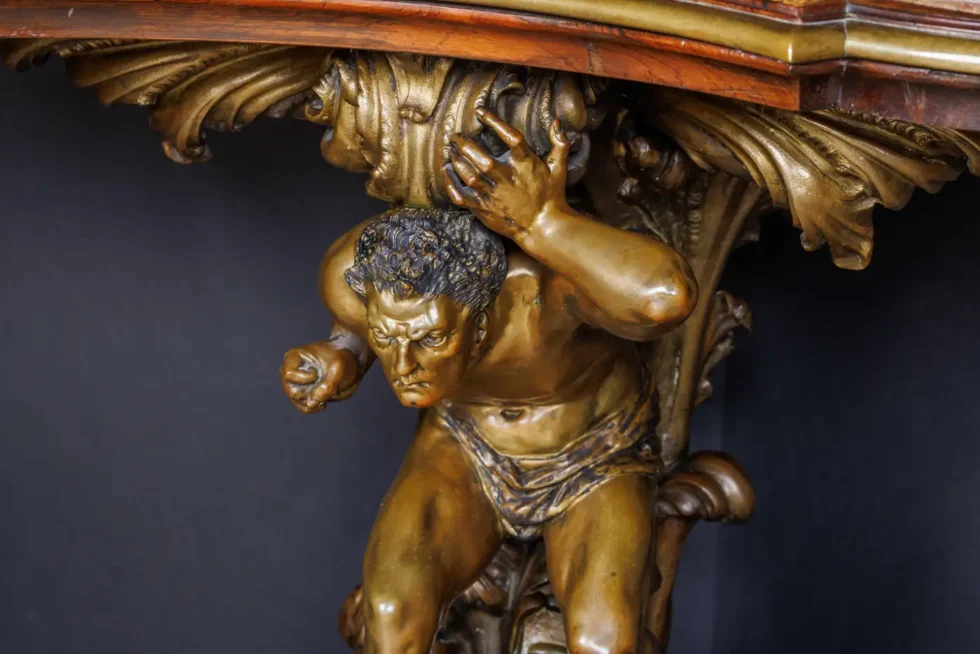 An Important Italian Kingwood and Patinated Bronze Figural Table, Circa 1870 - Image 5