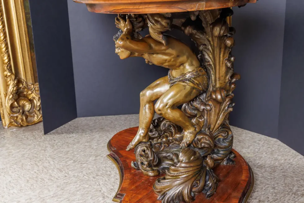 An Important Italian Kingwood and Patinated Bronze Figural Table, Circa 1870 - Image 8