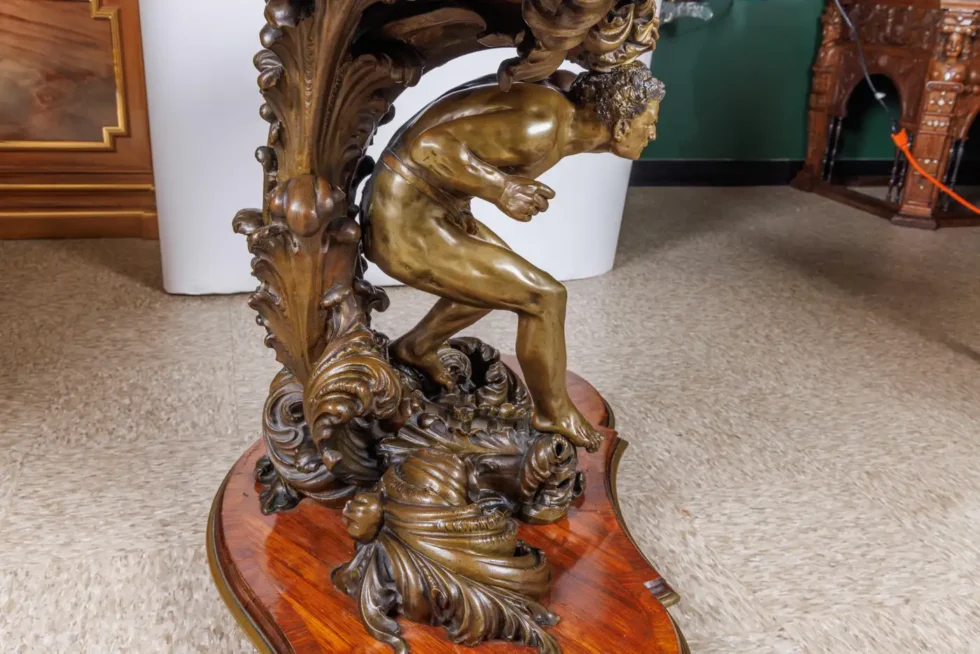 An Important Italian Kingwood and Patinated Bronze Figural Table, Circa 1870 - Image 9